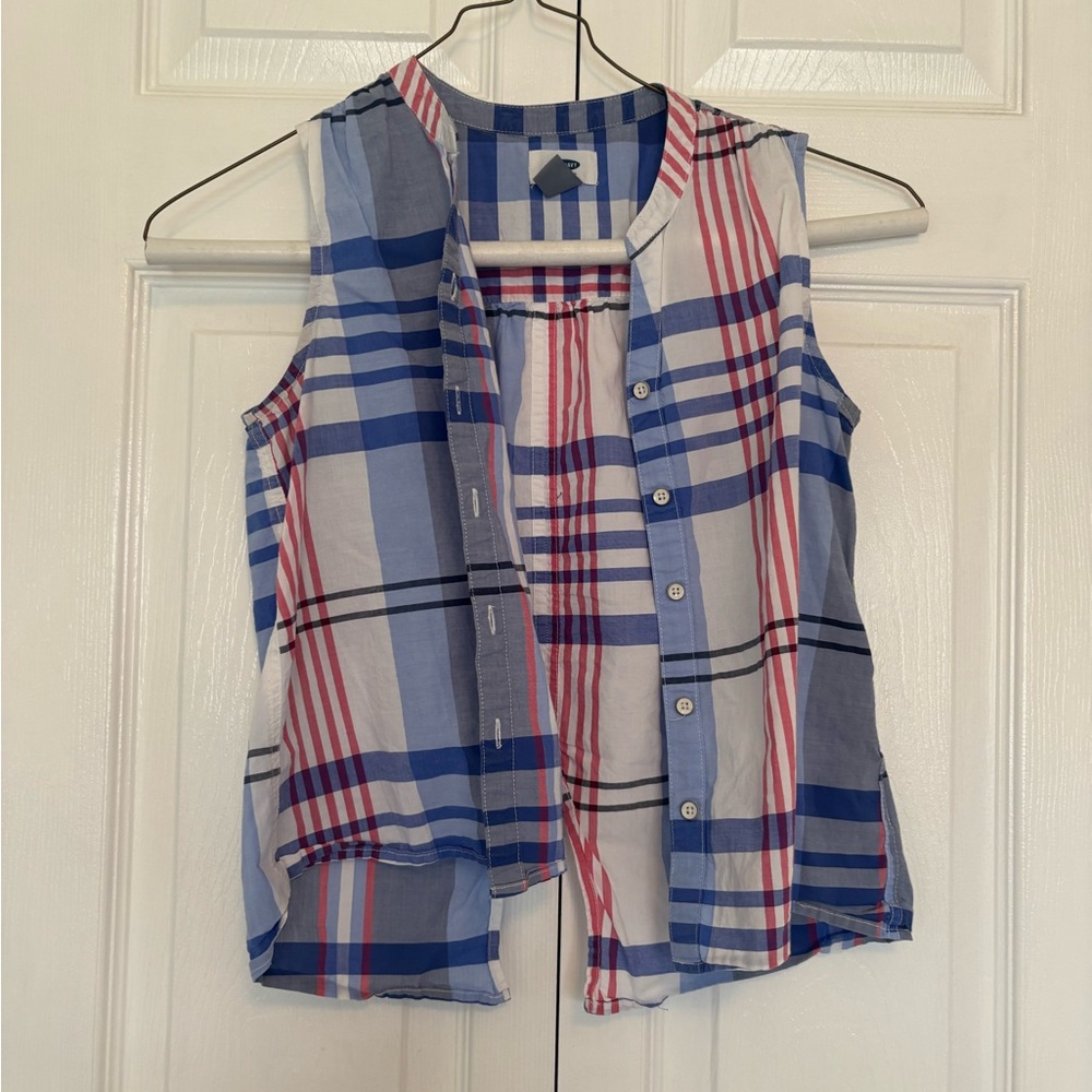 Kids Plaid Sleeveless Shirt - Blue and Red
